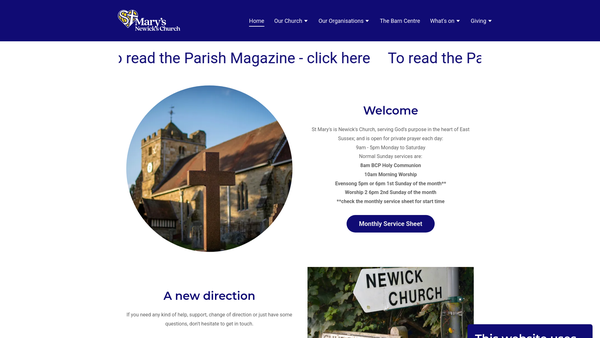 Screenshot of the The Parochial Church Council Of The Ecclesiastical Parish Of St Mary, Newick website