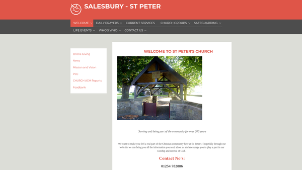 Screenshot of the The Parochial Church Council Of The Ecclesiastical Parish Of St Peter, Salesbury website