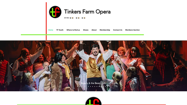Screenshot of the Tinkers Farm Opera website