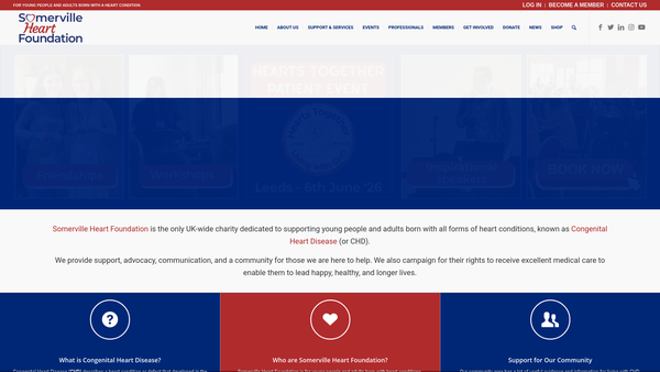 Screenshot of the Somerville Heart Foundation website