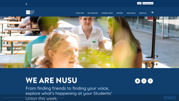 Screenshot of the Newcastle University Students' Union website