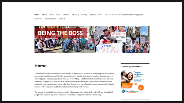 Screenshot of the Being The Boss website