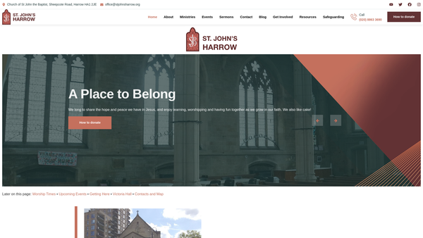 Screenshot of the The Parochial Church Council Of The Ecclesiastical Parish Of St John, Greenhill, Harrow website