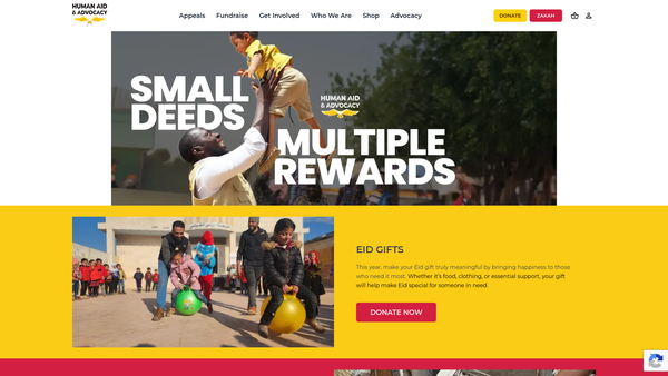 Screenshot of the Human Aid & Advocacy website