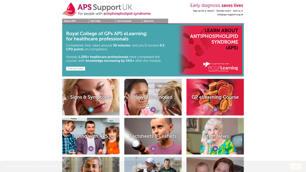 Screenshot of the Hughes Syndrome Foundation website