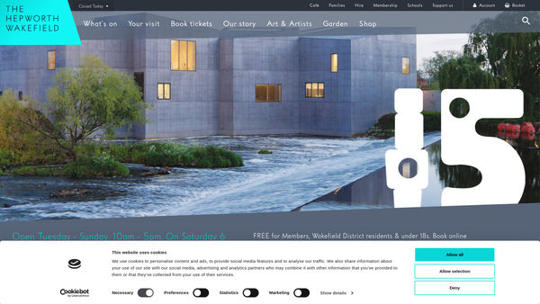 Screenshot of the The Hepworth Wakefield website