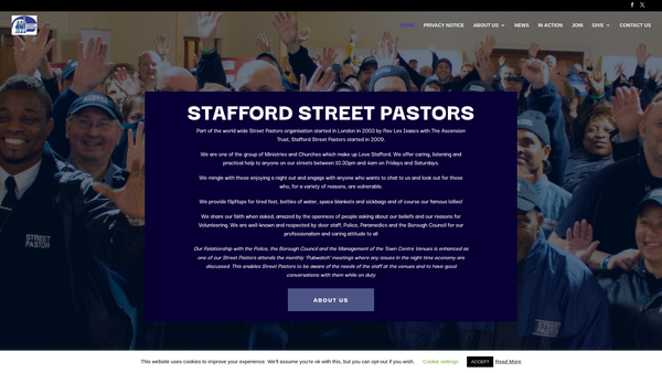 Screenshot of the Stafford Street Pastors website