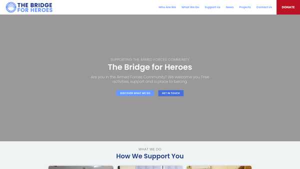Screenshot of the The Bridge For Heroes website