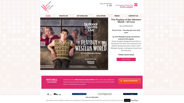 Screenshot of the Mitchell Memorial Youth Arts Centre Ltd website