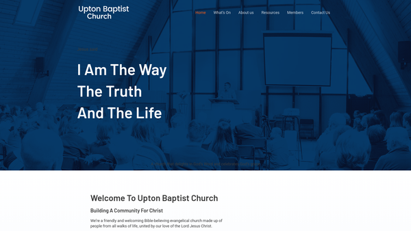 Screenshot of the Upton Baptist Church, Chester website