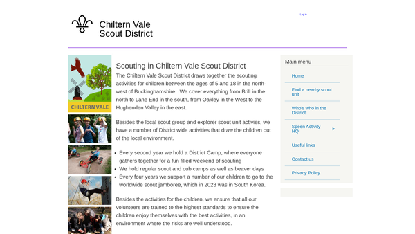 Screenshot of the Chiltern Vale District Scout Council website