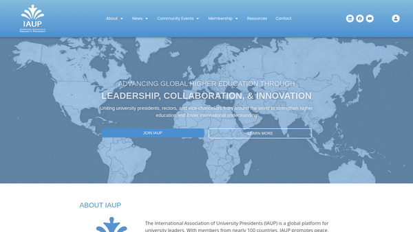 Screenshot of the International Association Of University Presidents website