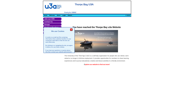 Screenshot of the Thorpe Bay U3A website