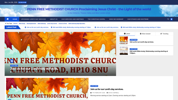 Screenshot of the Penn Free Methodist Church website