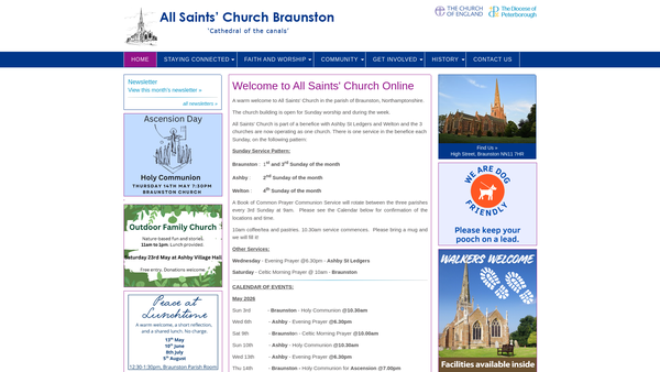 Screenshot of the Friends Of All Saints' Braunston website