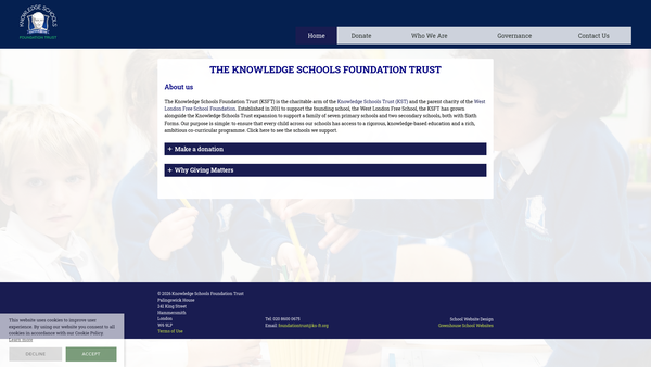 Screenshot of the Knowledge Schools Foundation Trust website