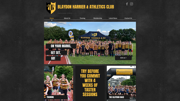 Screenshot of the Blaydon Harrier And Athletics Club website