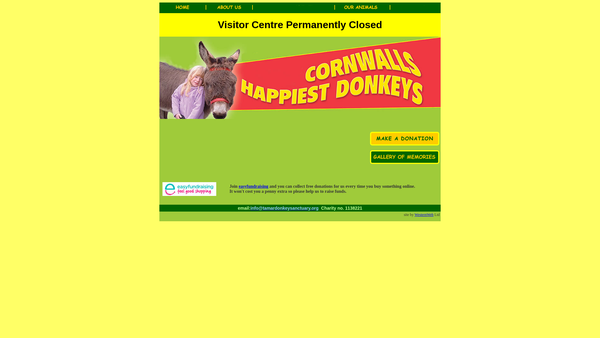 Screenshot of the Tamar Donkey Sanctuary website