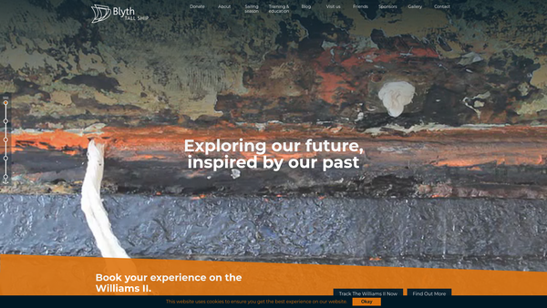 Screenshot of the Blyth Tall Ship website