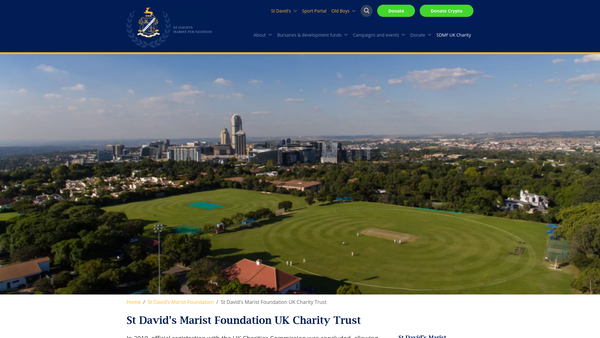 Screenshot of the St David's Marist Foundation UK Charity website