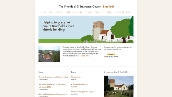Screenshot of the The Friends Of St Lawrence Church Bradfield website