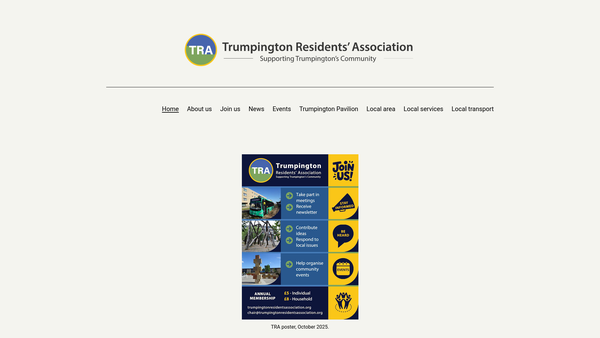 Screenshot of the Trumpington Residents' Association website