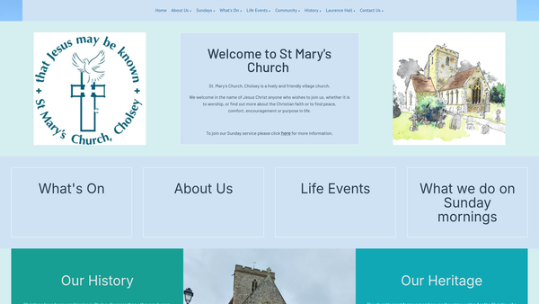 Screenshot of the The Parochial Church Council Of The Ecclesiastical Parish Of St Mary Cholsey website