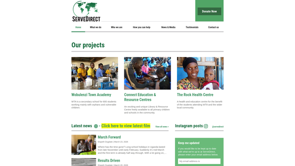 Screenshot of the Servedirect website