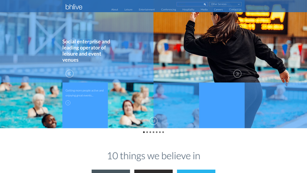 Screenshot of the Bh Live website