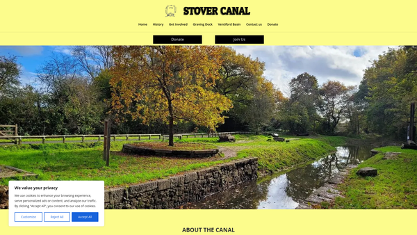 Screenshot of the The Stover Canal Trust website