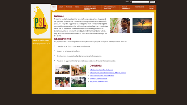 Screenshot of the Project Sri Lanka website