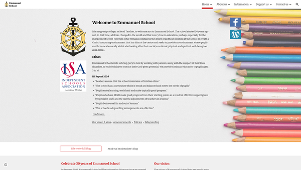 Screenshot of the Emmanuel School (Walsall) website
