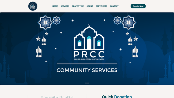 Screenshot of the P R Centre Ltd website