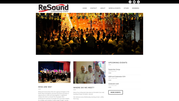 Screenshot of the Resound Community Choir website