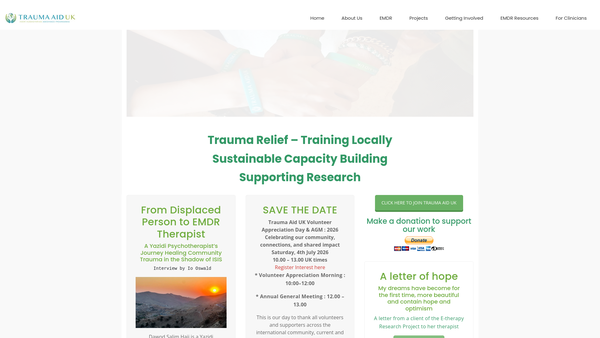 Screenshot of the Trauma Aid UK website