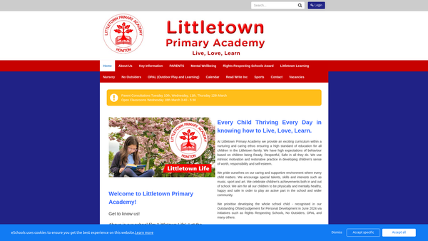 Screenshot of the Littletown Academy P.T.F.A. website
