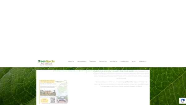 Screenshot of the Green Shoots Foundation website