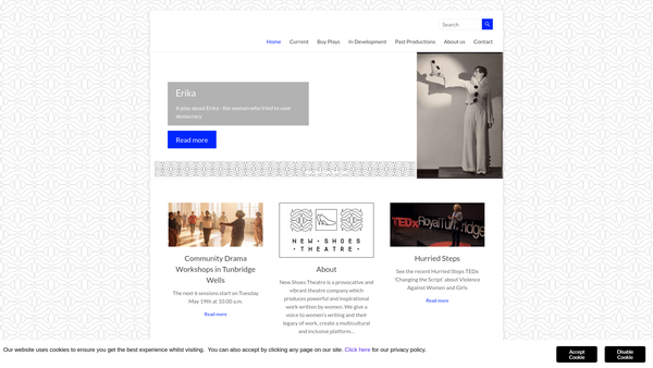 Screenshot of the New Shoes Theatre website