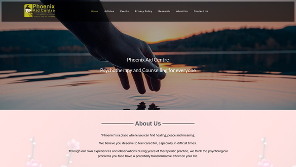 Screenshot of the Phoenix Aid Centre website