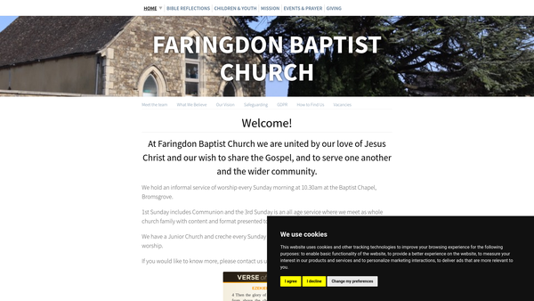 Screenshot of the Faringdon Baptist Church website