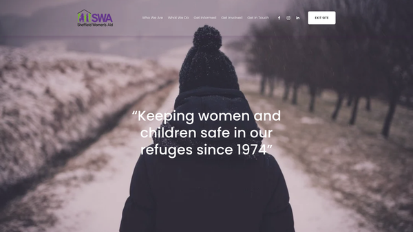 Screenshot of the Sheffield Women's Aid website
