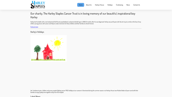 Screenshot of the The Harley Staples Cancer Trust website