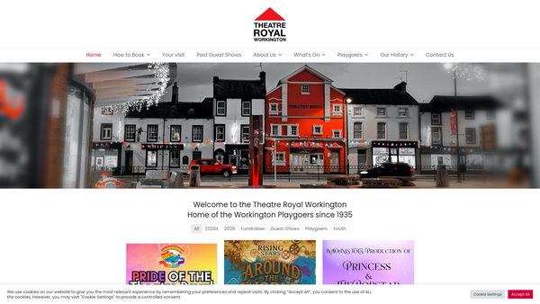 Screenshot of the Workington Playgoers Club website