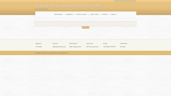 Screenshot of the Evangelical Church Of The Lamb Ministries website