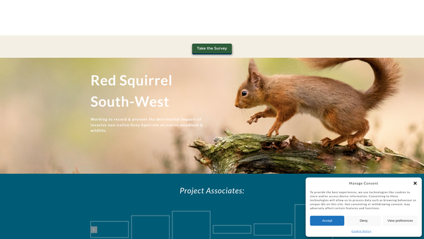 Screenshot of the Red Squirrel South West Project Limited website