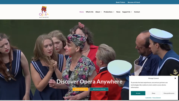 Screenshot of the Opera Anywhere Limited website