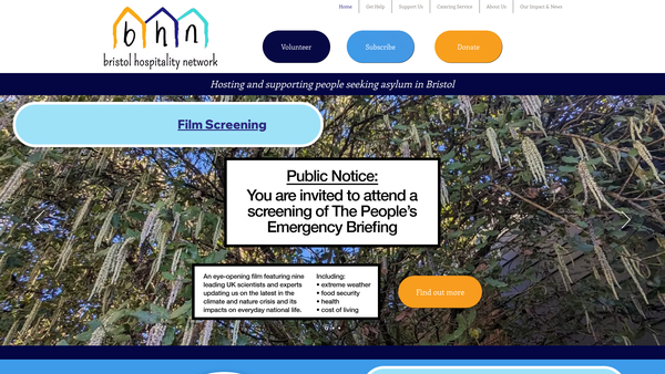 Screenshot of the Bristol Hospitality Network website