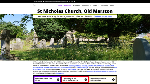 Screenshot of the The Parochial Church Council Of The Ecclesiastical Parish Of St Nicholas, Marston website
