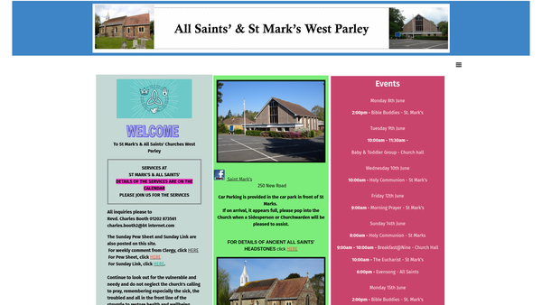 Screenshot of the The Parochial Church Council Of The Ecclesiastical Parish Of All Saints & St Marks West Parley website