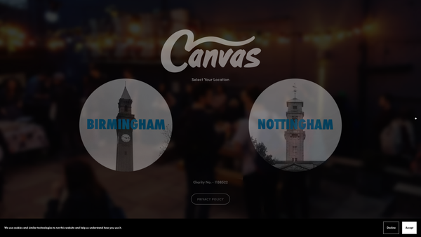 Screenshot of the Canvas website